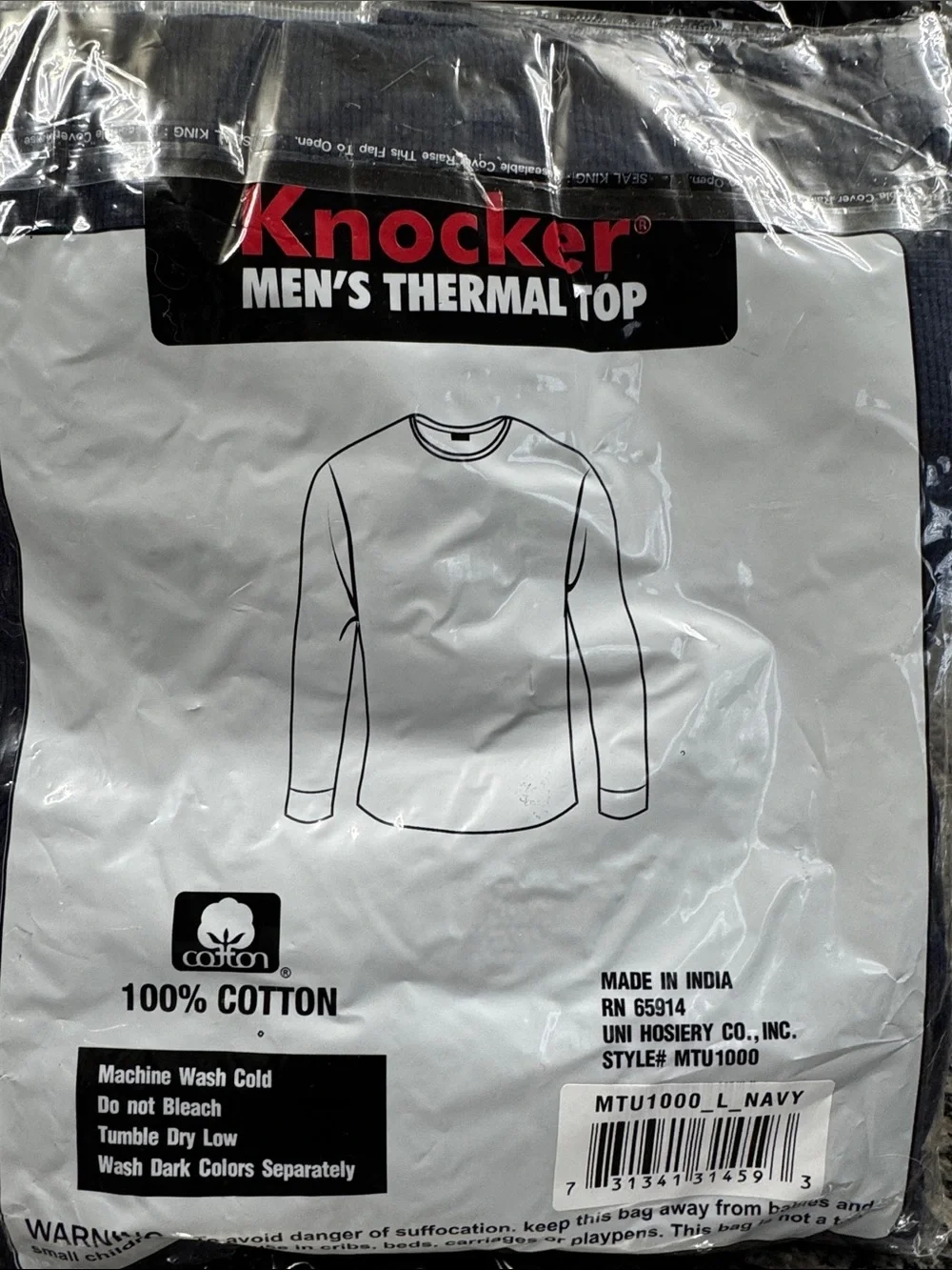 Men's Thermal Top - Navy NEW
